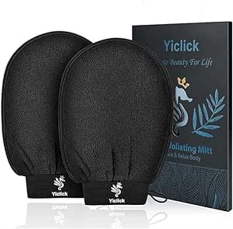 Yiclick Exfoliating Gloves 2 Pcs, Exfoliating Body Scrubber for Bath