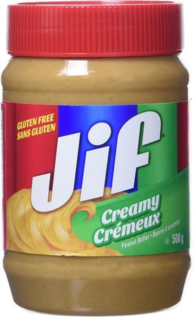 Jif Creamy Peanut Butter, Smooth & Creamy Texture, No Stir, 500g Jar