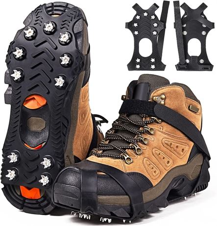 LRG - ZUXNZUX Crampons, Ice Cleats for Shoes and Boots, Silicone Stainless Steel