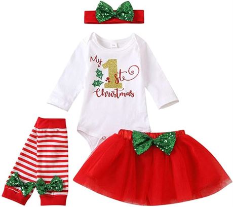 12-18Months Xifamniy Baby Girls My 1st Christmas Outfit Newborn First Christmas