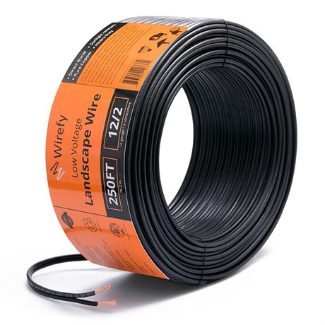 250ft Wirefy 12/2 Low Voltage Landscape Lighting Copper Wire Direct Burial