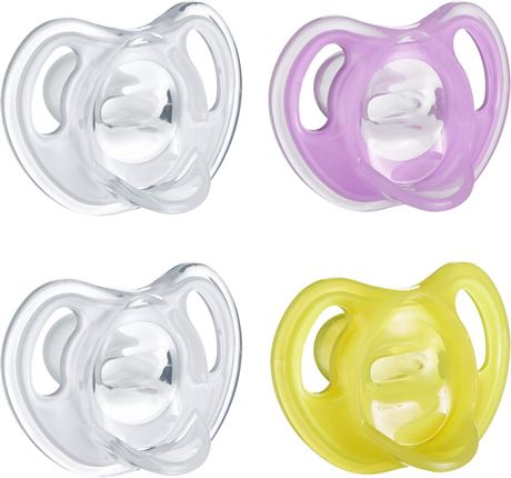 Tommee Tippee Ultra-Light Silicone Baby Pacifier, Boy - 0-6m, 4pk
