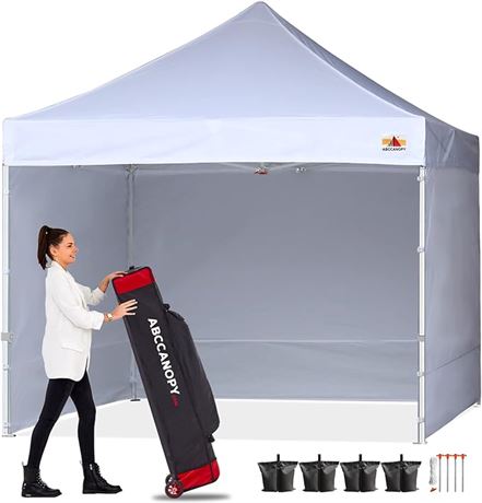 ABCCANOPY Ez Pop Up Canopy Tent with Sidewalls Commercial -Series (8X8, White)