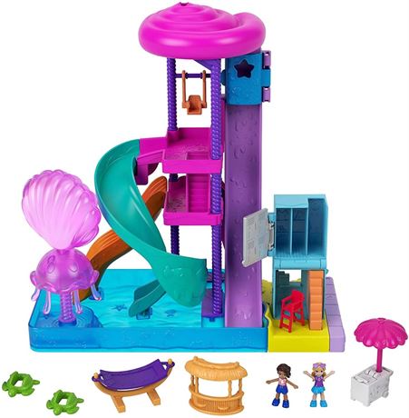 Polly Pocket Pollyville Super Slidin' Water Park with Micro Polly & Lila Dolls