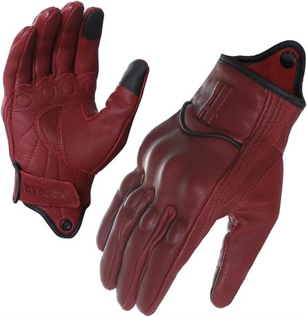 LRG - Harssidanzar Motorcycle Gloves,Womens Full Finger Goatskin Leather