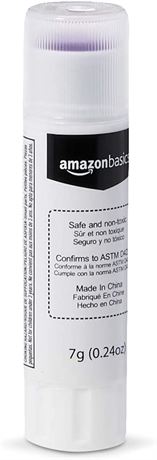 Amazon Basics Purple Washable School Glue Sticks, Dries Clear, 0.24-oz Stick