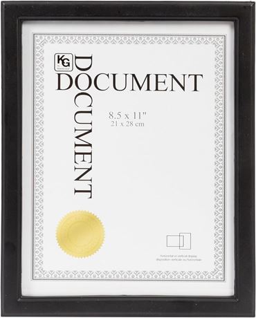Kiera Grace Contemporary Document Picture Frame, 8.5 x 11 inches, Black