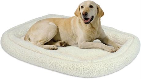 36" Midwest Homes for Pets 40336-FS Double Bolster Pet Bed, White Fleece
