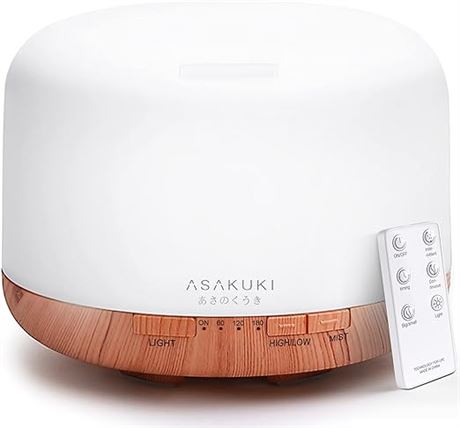 ASAKUKI 500ml Essential Oil Diffuser, 5 in 1 Premium Ultrasonic Aromatherapy