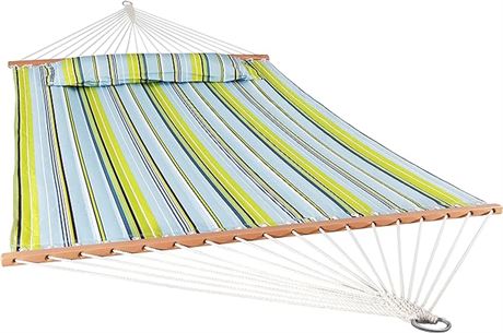 Sunnydaze Outdoor Quilted Fabric Hammock - Two-Person with Spreader Bars - Heavy