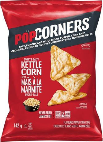 8 PACK - PopCorners Sweet & Salty Kettle Corn Style Popped-Corn Chips, 142g