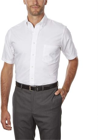 22" Neck - Van Heusen Men's Dress Shirts Short Sleeve Oxford Solid, White