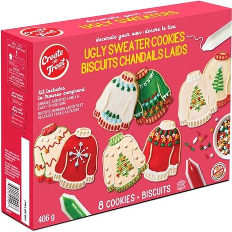 Create A Treat Ugly Sweater Cookie Kit 8 cookies