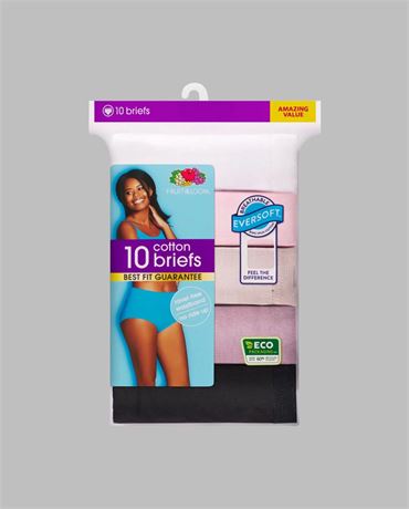 WOMENS BODY TONE COTTON BRIEF PANTY, 10 PACK, (2X)