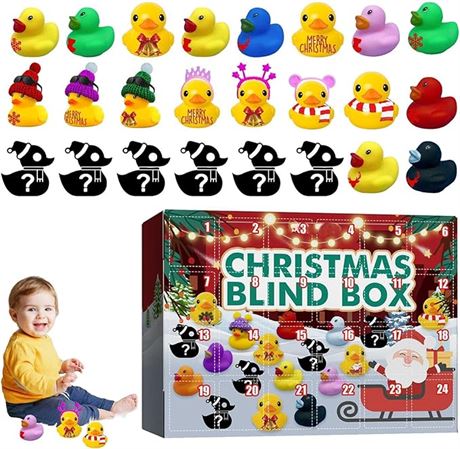 Christmas 24 Days Countdown Advent Calendar with 24 Rubber Ducks Perfect