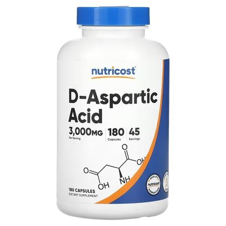 Nutricost, D-Aspartic Acid 3000mg 180 Capsules exercise performance testosterone