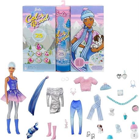 Barbie Color Reveal Advent Calendar, 25 Surprises Include Color Reveal Doll