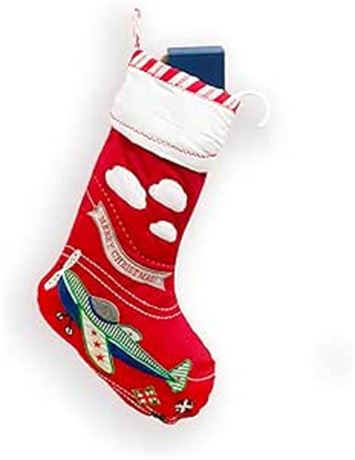 Christmas Embroidered Stockings 18 inch Large Quilted (Airplane)