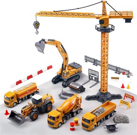 cute stone Construction Vehicles Truck Toy Playset, Kids Engineering Truck Set
