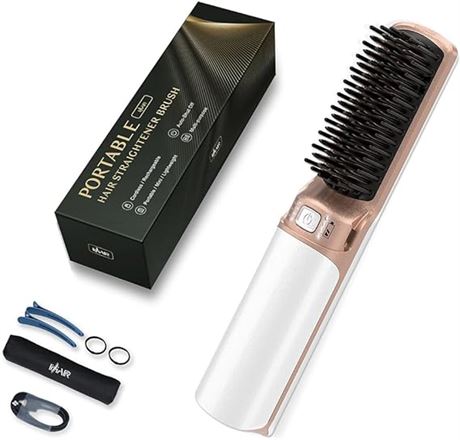 IHHAIR Hot Hair Straightener Brush,Portable Mini Cordless Hair Straightener
