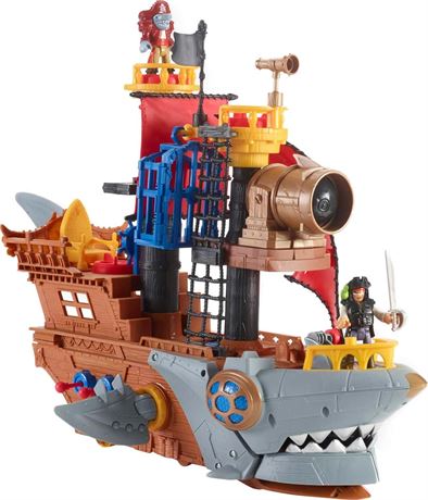 Fisher-Price Imaginext Preschool Toy Shark Bite Pirate Ship Playset