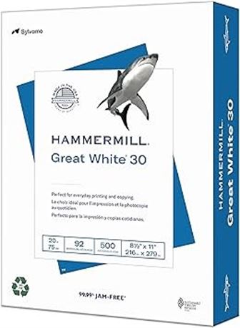 8.5 x 11 - 1 Ream (500 Sheets) - 92 Bright Hammermill Printer Paper