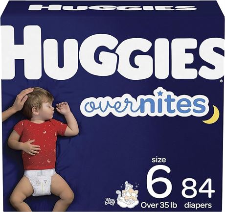 Size 6,Huggies Overnites Nighttime Baby Diapers, , 84 Ct