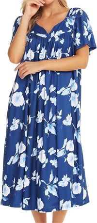 Size 3XL, Bloggerlove House Dresses for Women, Navy Blue
