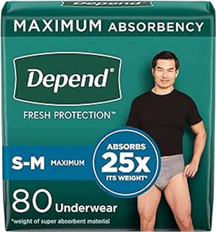 Small/Medium, Grey, Depend Fresh Protection Adult Incontinence Underwear for Men