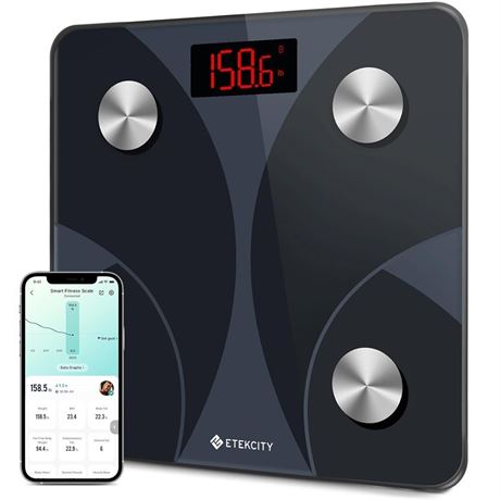 Etekcity Smart Digital Bathroom Scale, Scales for Body Weight and Fat, Black