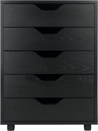 Winsome Wood Halifax Cabinet For Closet/Office, 5 Drawers, Black