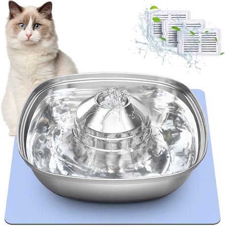 Cat Water Fountain Stainless Steel, 88oz/2.6L Etship Pet Fountain