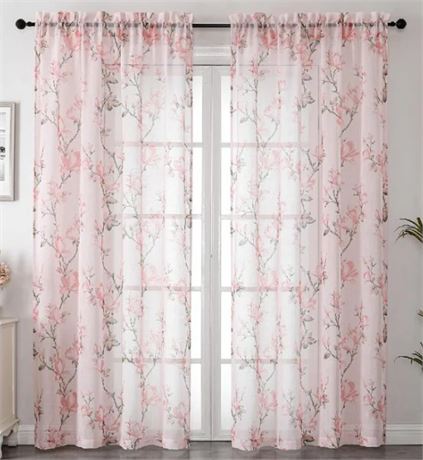 52x54, Ettine Polyester Semi-Sheer Curtains / Drapes Pair (Set of 2)
