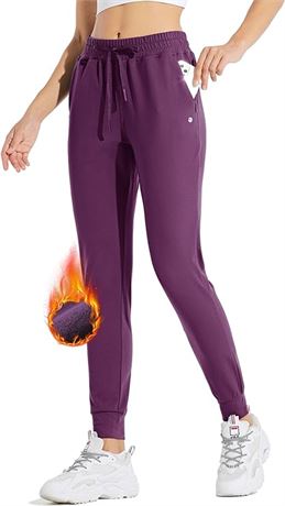 XXL - Willit Women's Fleece Lined Joggers Warm Pants Running Thermal Sweatpants