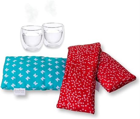 Ember Microwavable Heating Pad Set - [2 Sizes] Rice Flaxseed Lavender Bags