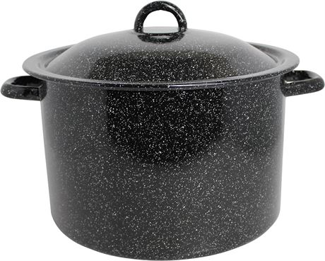 Mirro Traditional Vintage Style Black Speckled Enamel on Steel Stock Pot, 33 Qt