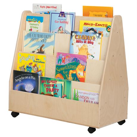 Mobile Double Sided Book Display, Assembled w/Casters