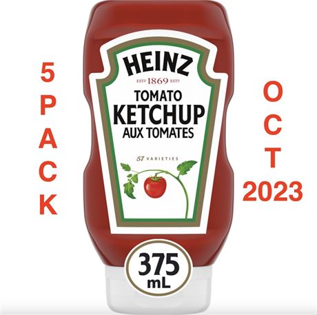 5pk (375ml)  Heinz Tomato Ketchup