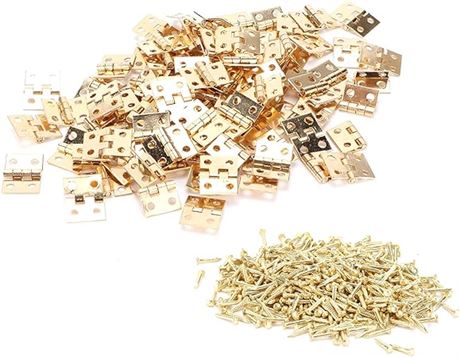 100Pcs Mini Hinge Metal Retro Small Metal Accessory with Screw for DIY Jewellery
