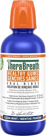 473ml Therabreath Healthy Gums oral Rinse - Clean Mint | zinc & Tea Tree Oil