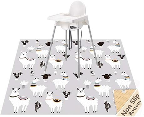Baby Splat Mat for Under High Chair, 51 x 51 Inch Splash Mat , Alpaca