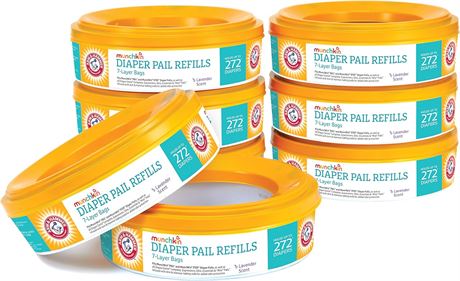 Munchkin Arm & Hammer Diaper Pail Refill Rings, 2,176 Count, 8 Pack (272 Count