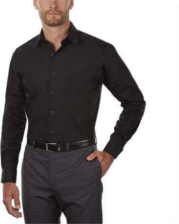 XL - Van Heusen Mens Dress Shirt Regular Fit Poplin Solid, Black