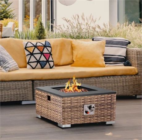Eryberto 11'' H x 23.6'' W Outdoor Fire Pit Table with Lid