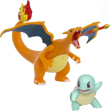 Pokemon Fire and Water Battle Pack - Includes 4.5 In Charizard and 2 In Squirtle