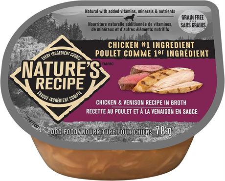 12-Pack Nature’s Recipe Chicken & Venison Recipe in Broth Wet Dog Food, 78 g