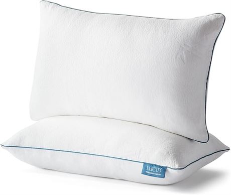 2 Pack - Queen, LUCID Premium Shredded Memory Foam Pillow - Hypoallergenic