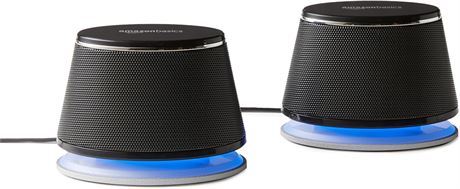 Amazon Basics USB-Powered PC Computer Speakers with Dynamic Sound | Black