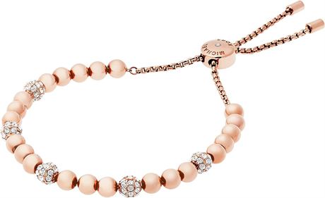 Michael Kors Women's Stainless Steel Rose Gold-Tone Slider Bracelet