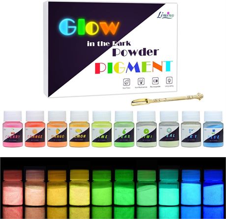 Glow In The Dark Pigment Powder - 10 Color x 25g